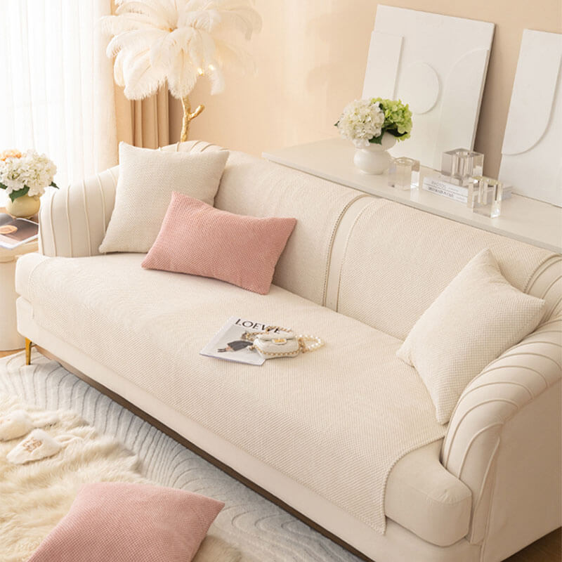 Simple Solid Colour Plush Furniture Protector Outdoor Garden Sofa Cover
