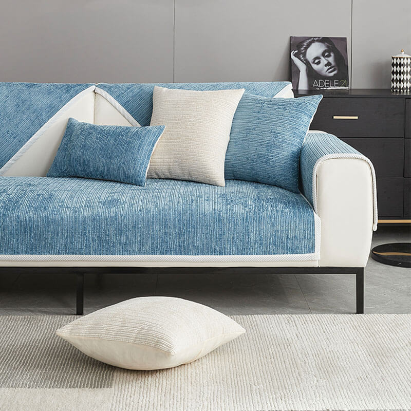 Waterproof Antimicrobial Simple Chenille Fabric Anti-scratch  Corner Couch Cover