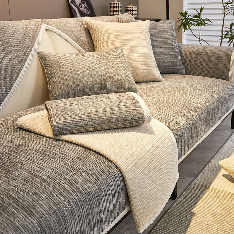Waterproof Antimicrobial Simple Chenille Fabric Anti-scratch Recliner Slipcover