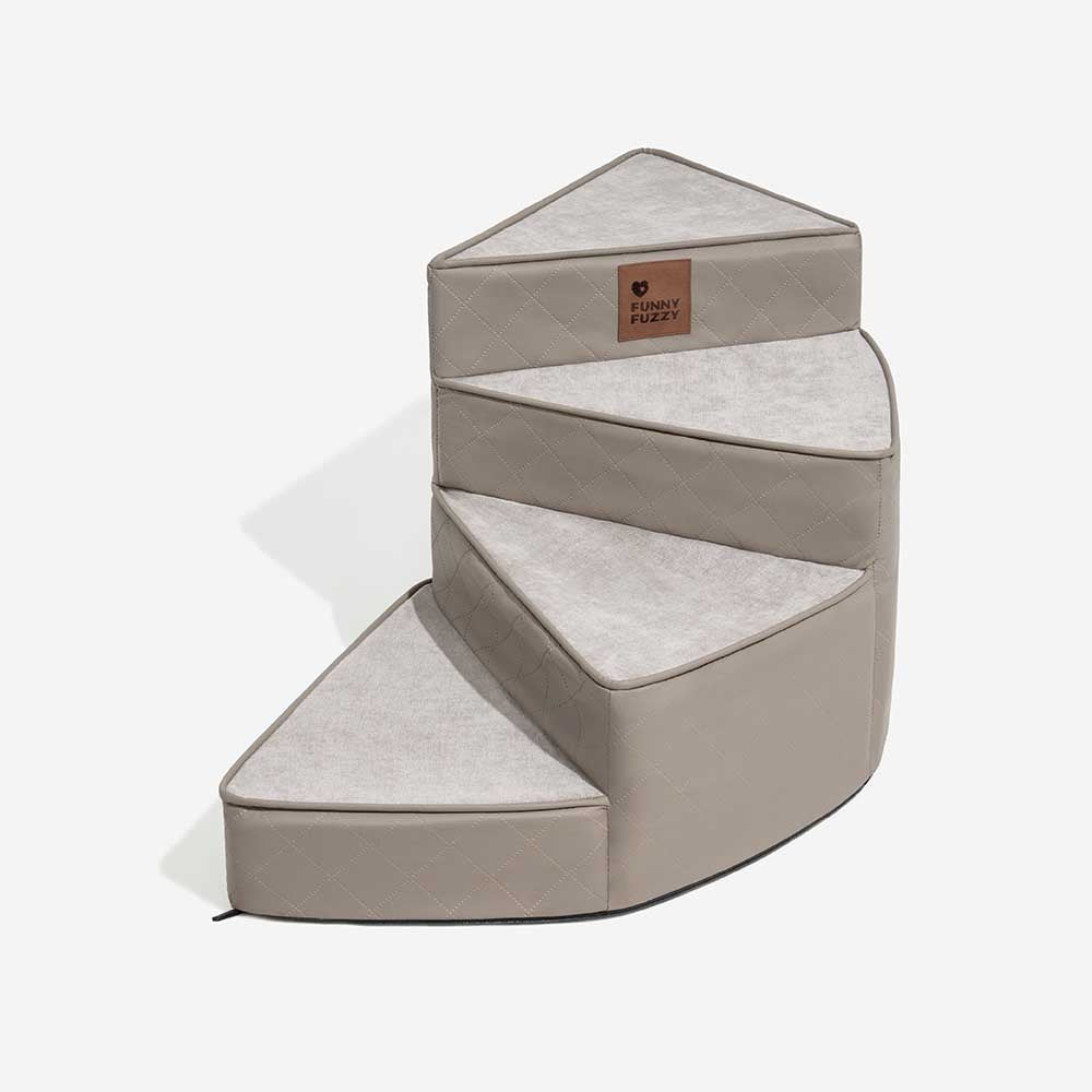 Luxe Water-repellent Faux Leather Removable Spiral Pet Stairs - Pet-Friendly Bedroom