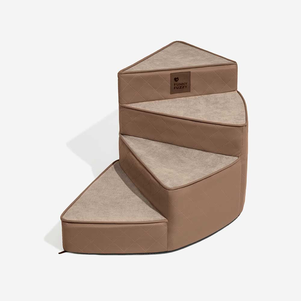 Luxe Water-repellent Faux Leather Removable Spiral Pet Stairs - Pet-Friendly Bedroom