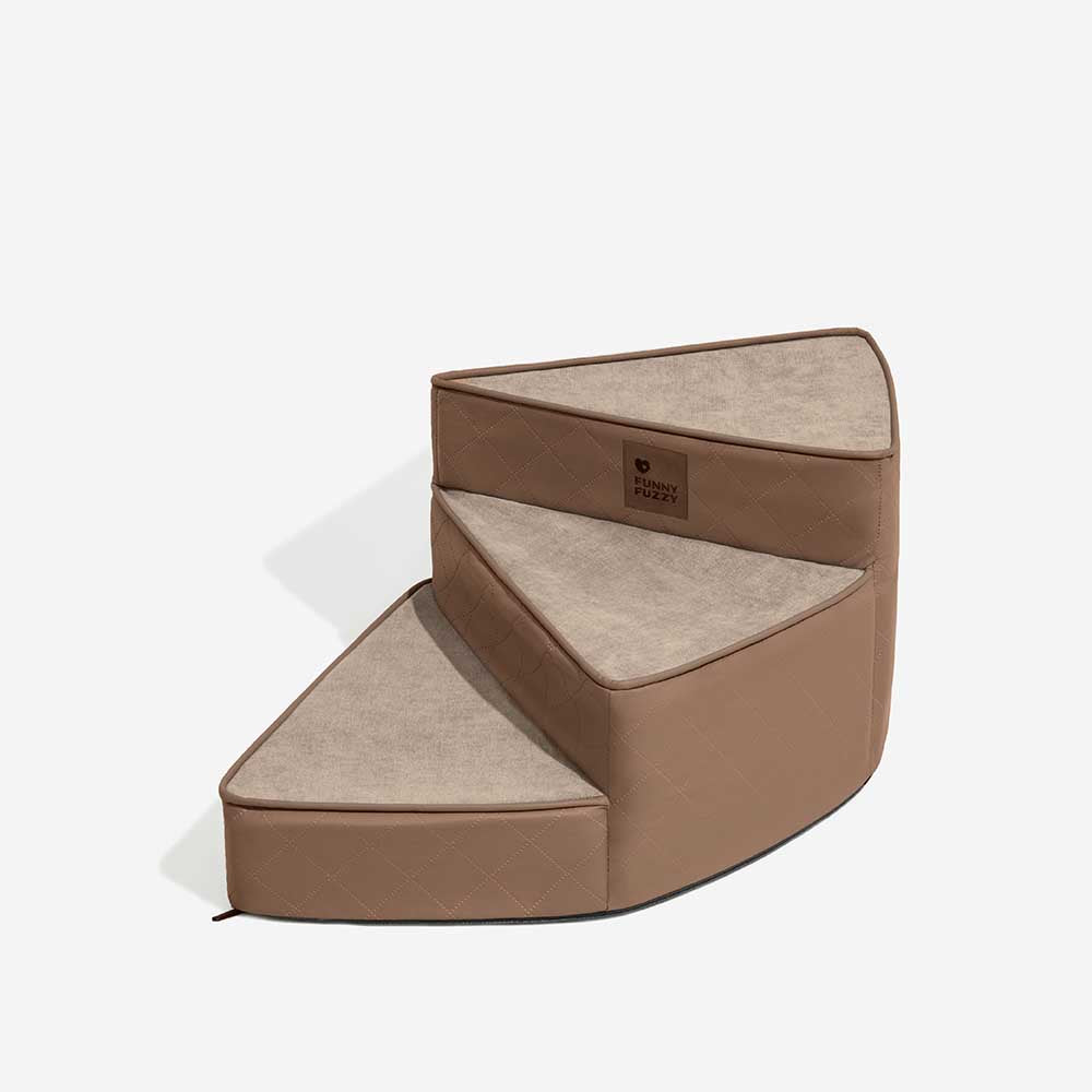 Luxe Water-repellent Faux Leather Removable Spiral Pet Stairs - Pet-Friendly Bedroom