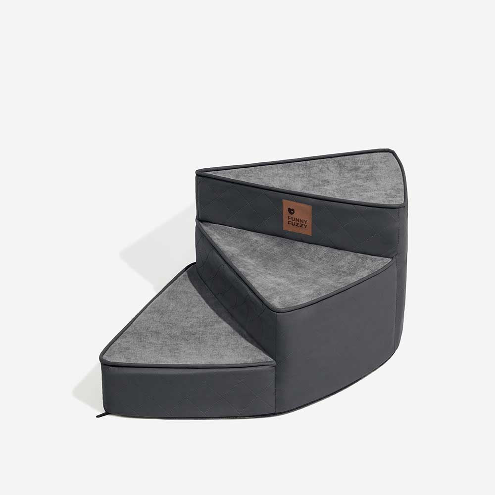 Luxe Water-repellent Faux Leather Removable Spiral Pet Stairs - Pet-Friendly Bedroom