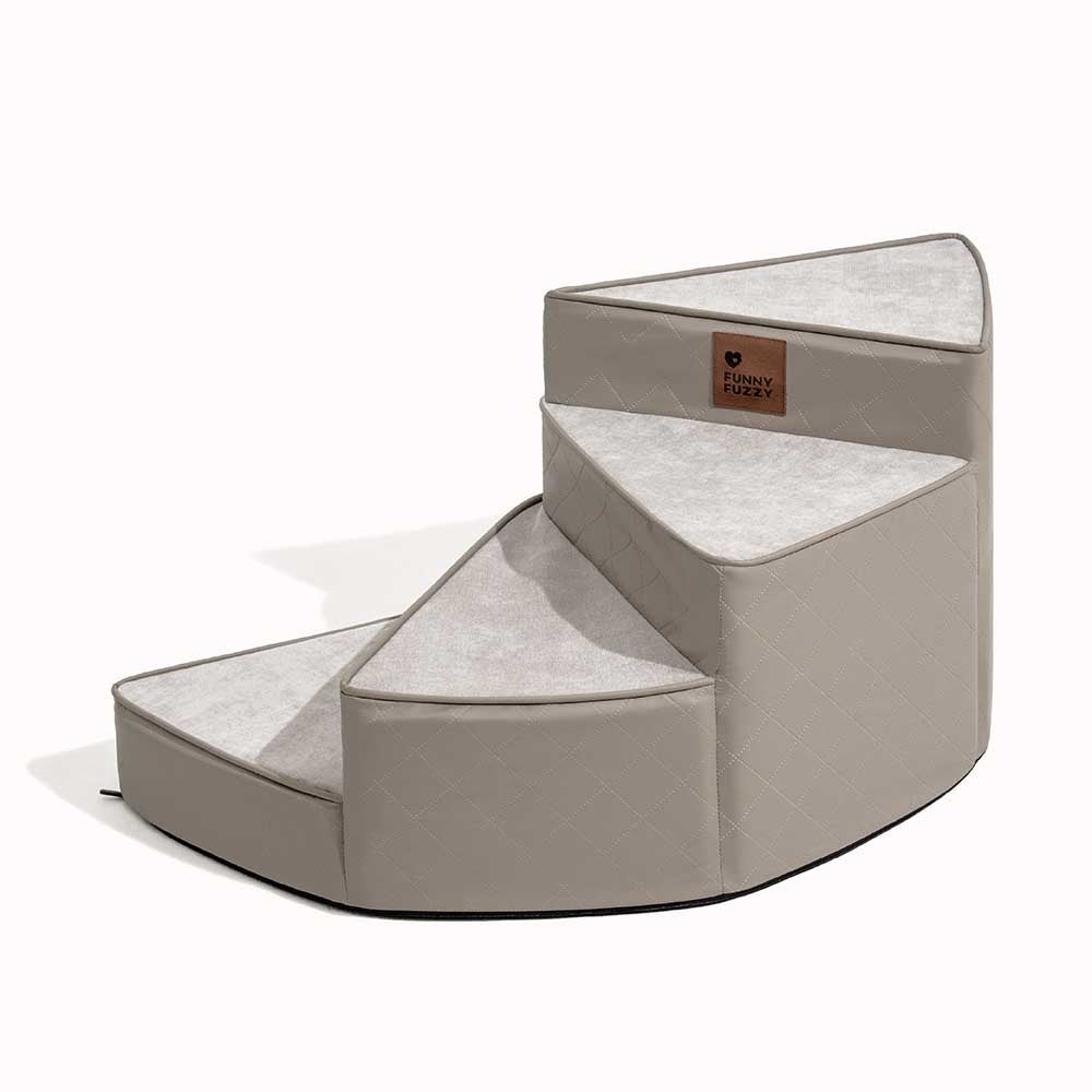 Luxe Water-repellent Faux Leather Removable Spiral Pet Stairs - Pet-Friendly Bedroom