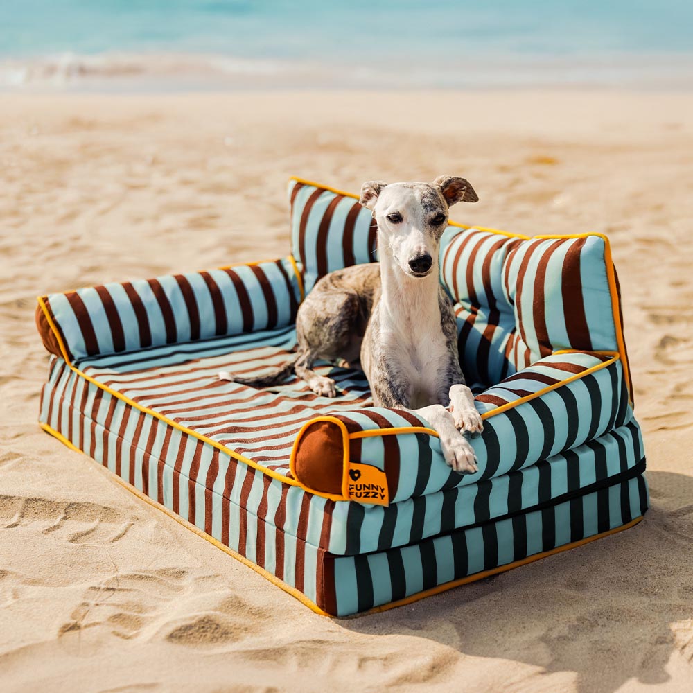 Stripe Waterproof Foldable Large Dog Sofa Bed for Crate