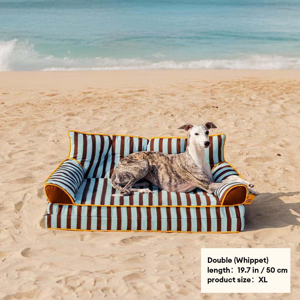 Stripe Waterproof Foldable Large Dog Sofa Bed for Crate