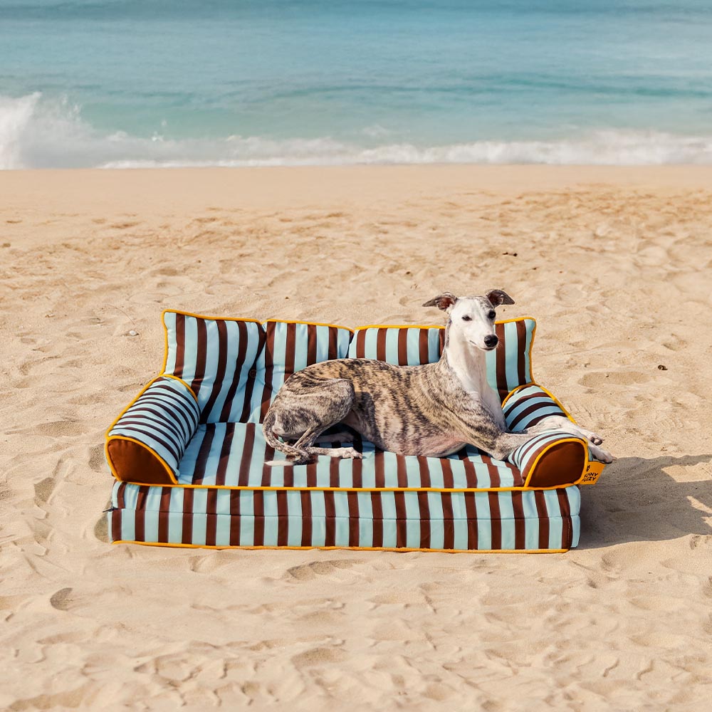 Stripe Waterproof Foldable Large Dog Sofa Bed for Crate