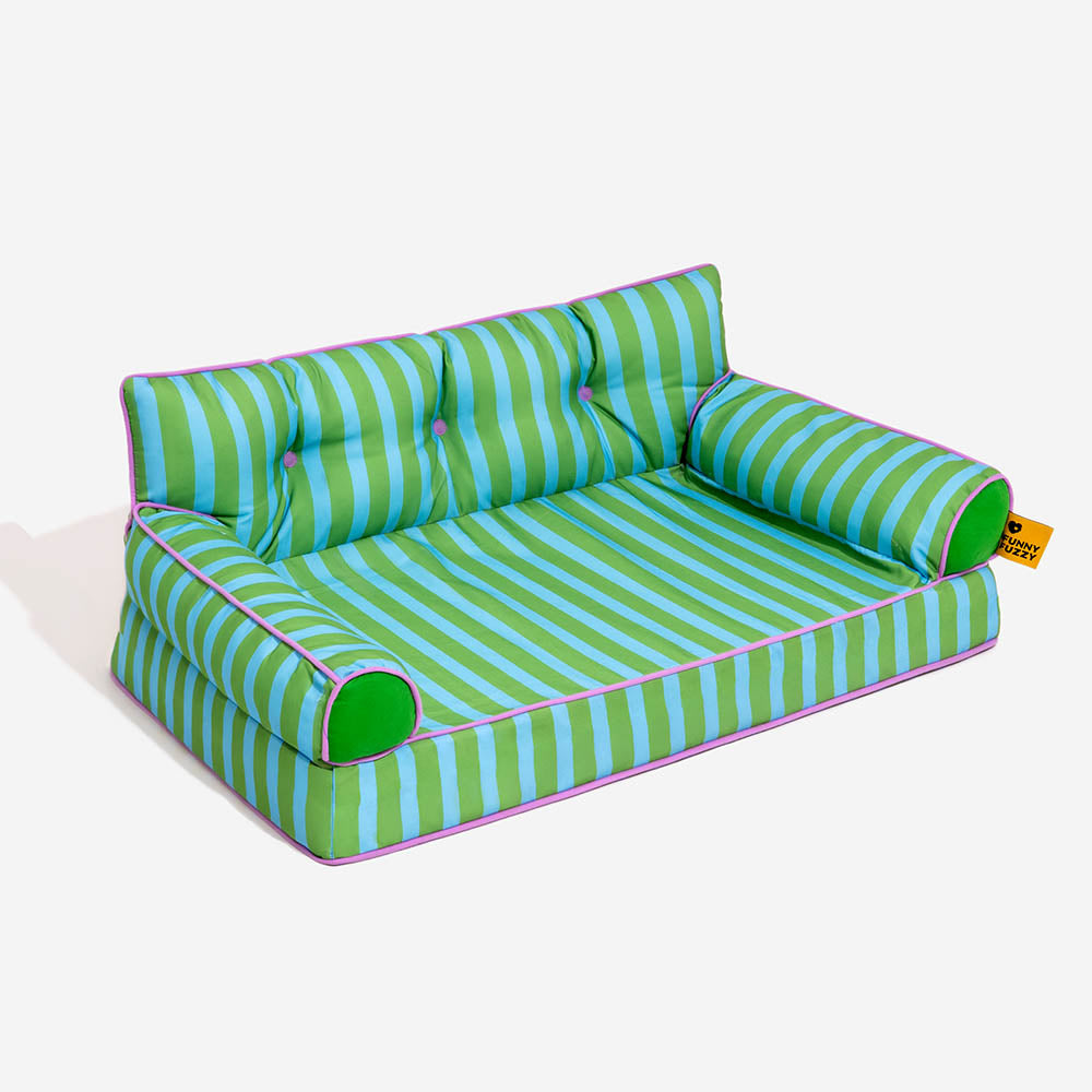 Stripe Waterproof Foldable Large Dog Sofa Bed for Crate