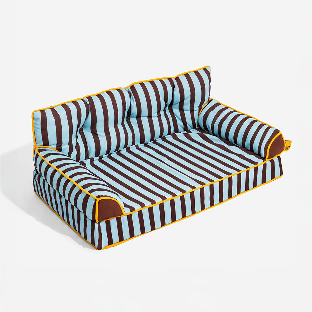 Stripe Waterproof Foldable Large Dog Sofa Bed for Crate