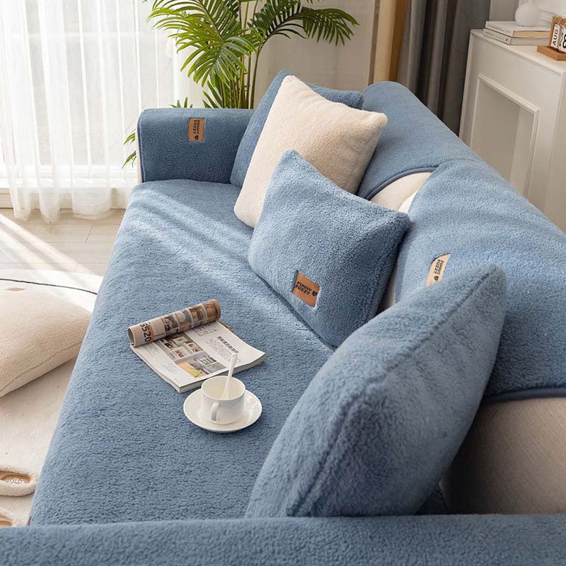 Thick Fuzzy Sherpa Fleece Non-Slip Corner Sofa Cover