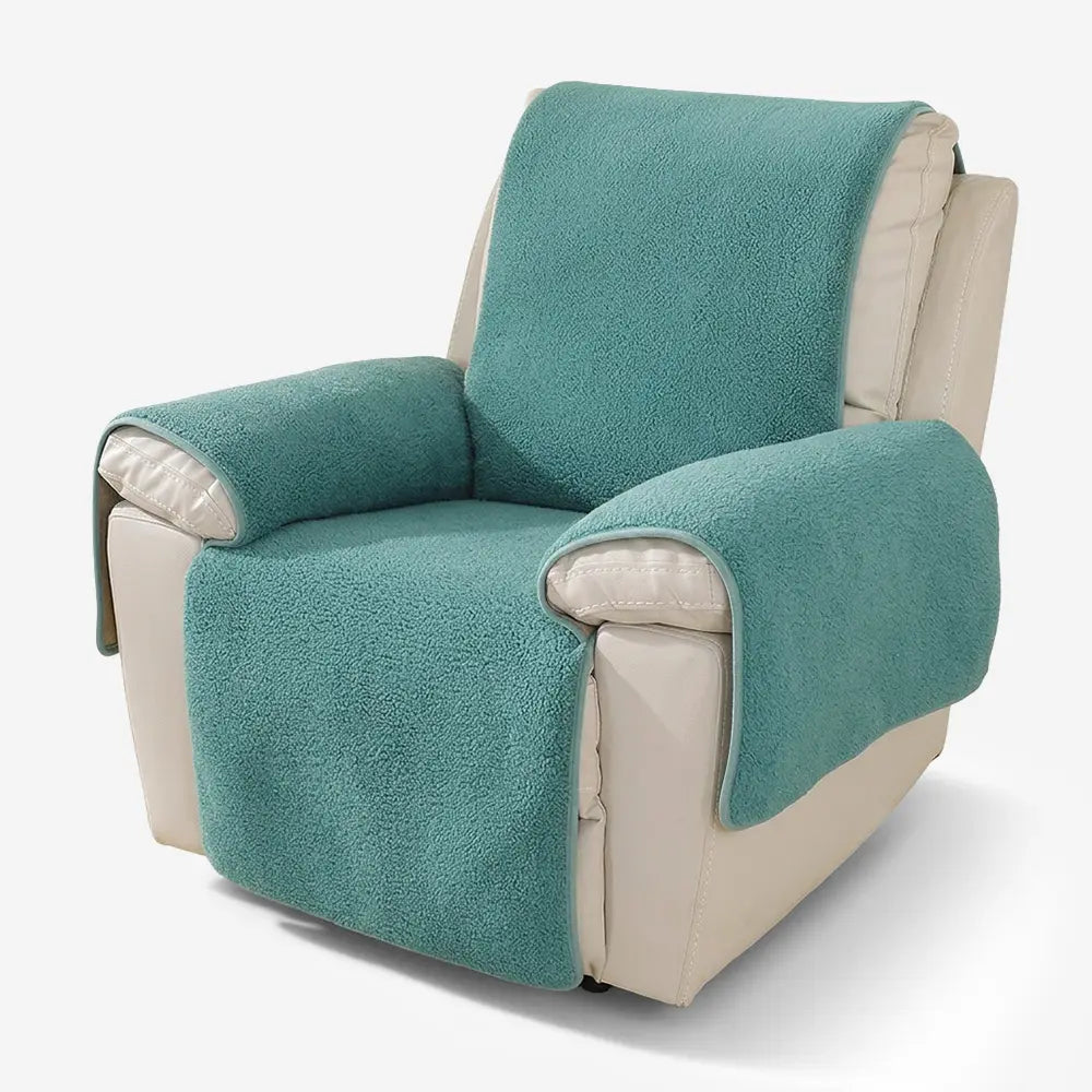 Thick Fuzzy Faux Sherpa Fleece Recliner Chair Cover with Elastic Straps