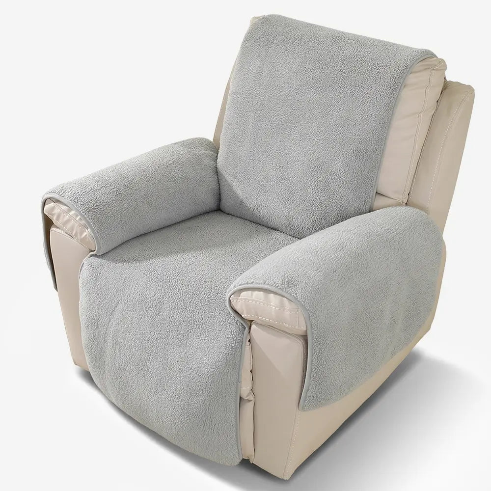 Thick Fuzzy Faux Sherpa Fleece Recliner Chair Cover with Elastic Straps