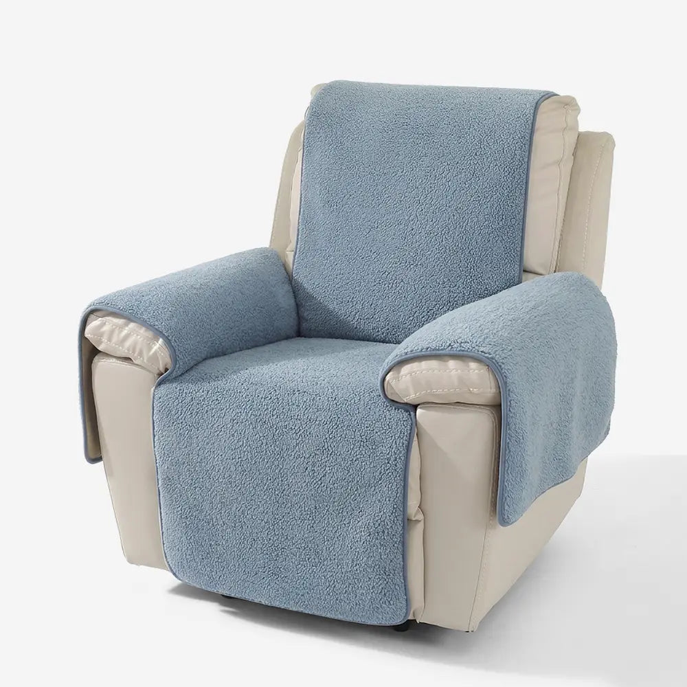 Thick Fuzzy Faux Sherpa Fleece Recliner Chair Cover with Elastic Straps