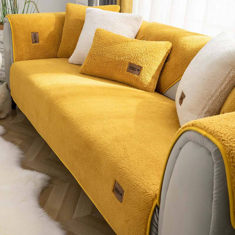 Thick Fuzzy Sherpa Fleece Non-Slip Corner Sofa Cover