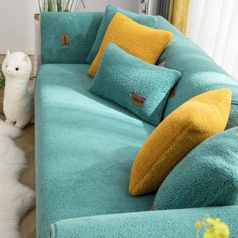 Sherpa Fleece Non-Slip Outdoor Garden Sofa Cover