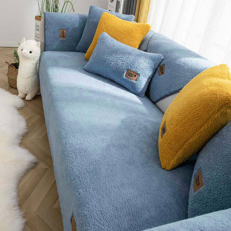 Thick Fuzzy Sherpa Fleece Non-Slip Corner Sofa Cover