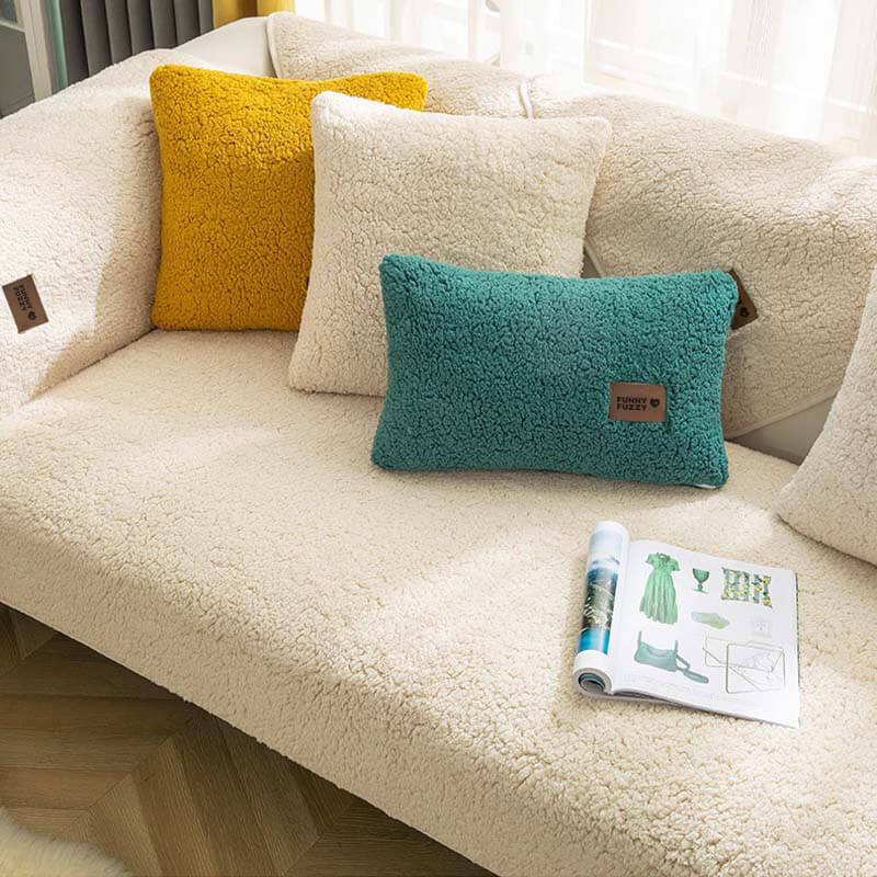 Thick Fuzzy Sherpa Fleece Non-Slip Corner Sofa Cover