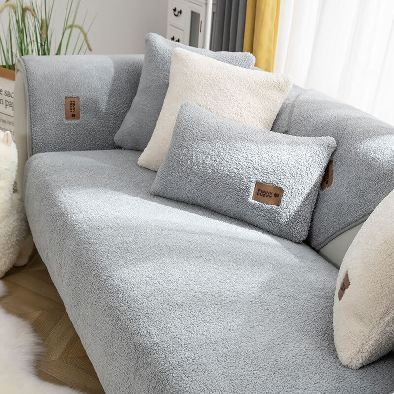 Sherpa Fleece Non-Slip Outdoor Garden Sofa Cover