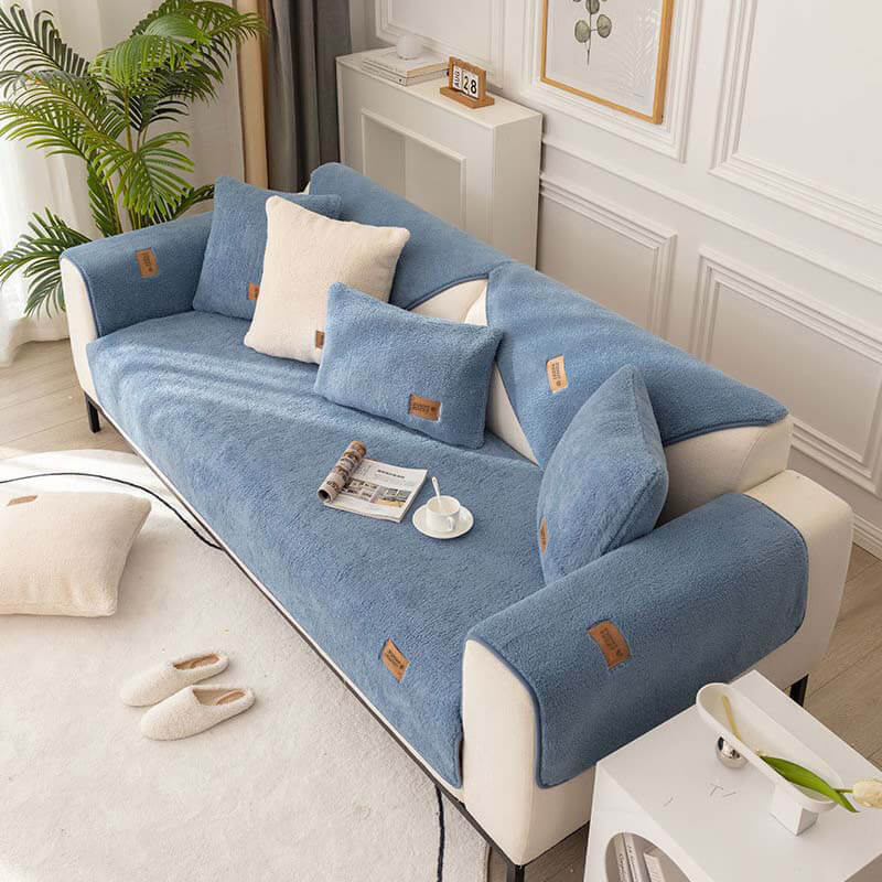 Sherpa Fleece Non-Slip Outdoor Garden Sofa Cover