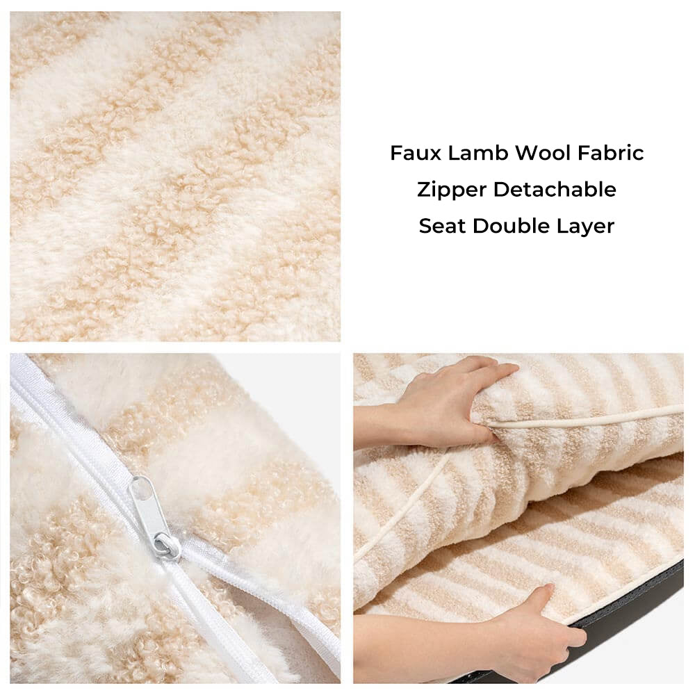 Trendy Striped Faux Lambswool Double Layer Dog & Cat Sofa Bed - Home Office