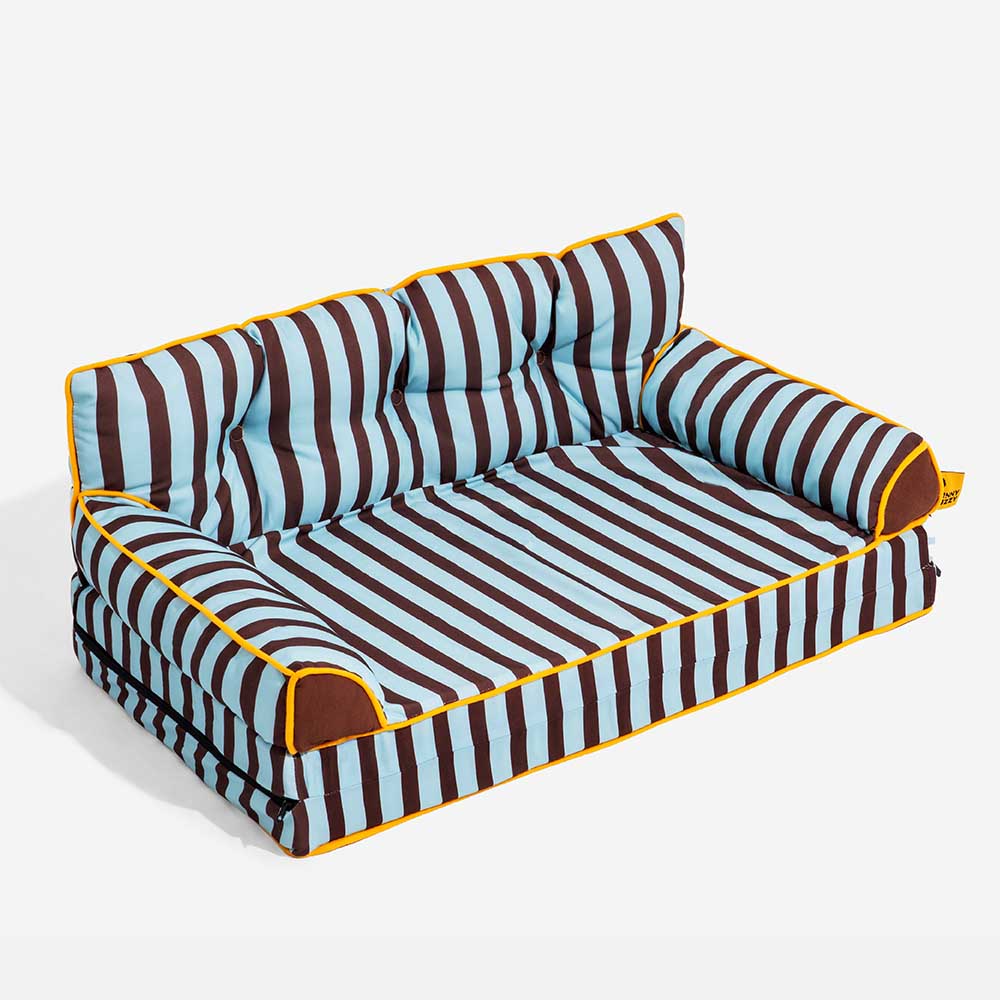 Stripe Waterproof Foldable Large Dog Sofa Bed for Crate
