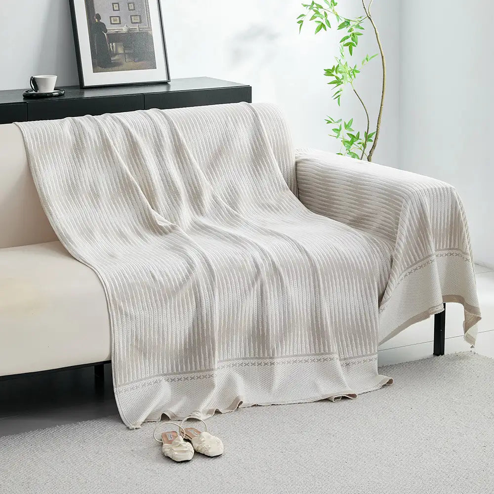 Modern Geometric Cooling Ice Silk Breathable Sofa Throw Blanket Sofa Cover