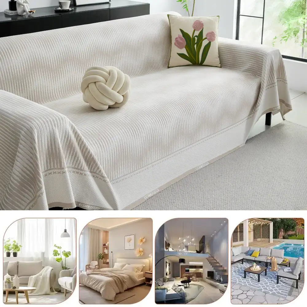 Modern Geometric Cooling Ice Silk Breathable Sofa Throw Blanket Sofa Cover