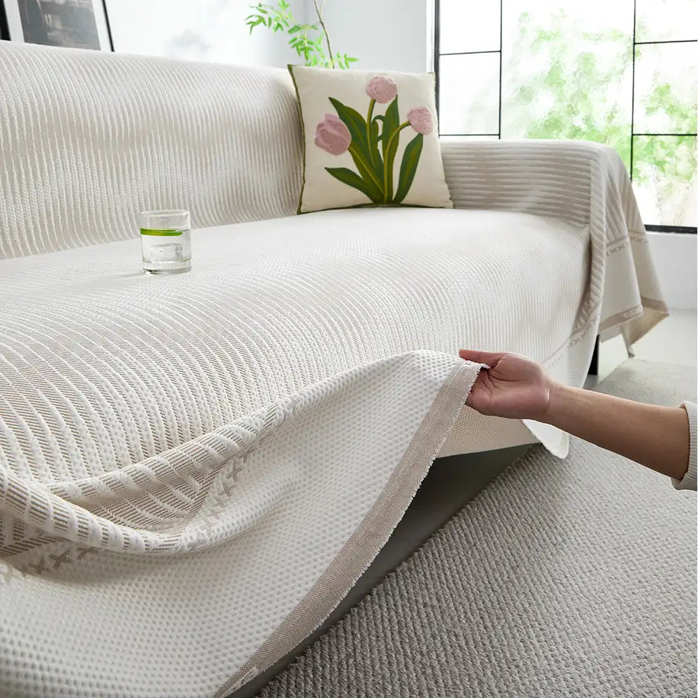 Modern Geometric Cooling Ice Silk Breathable Sofa Throw Blanket Sofa Cover