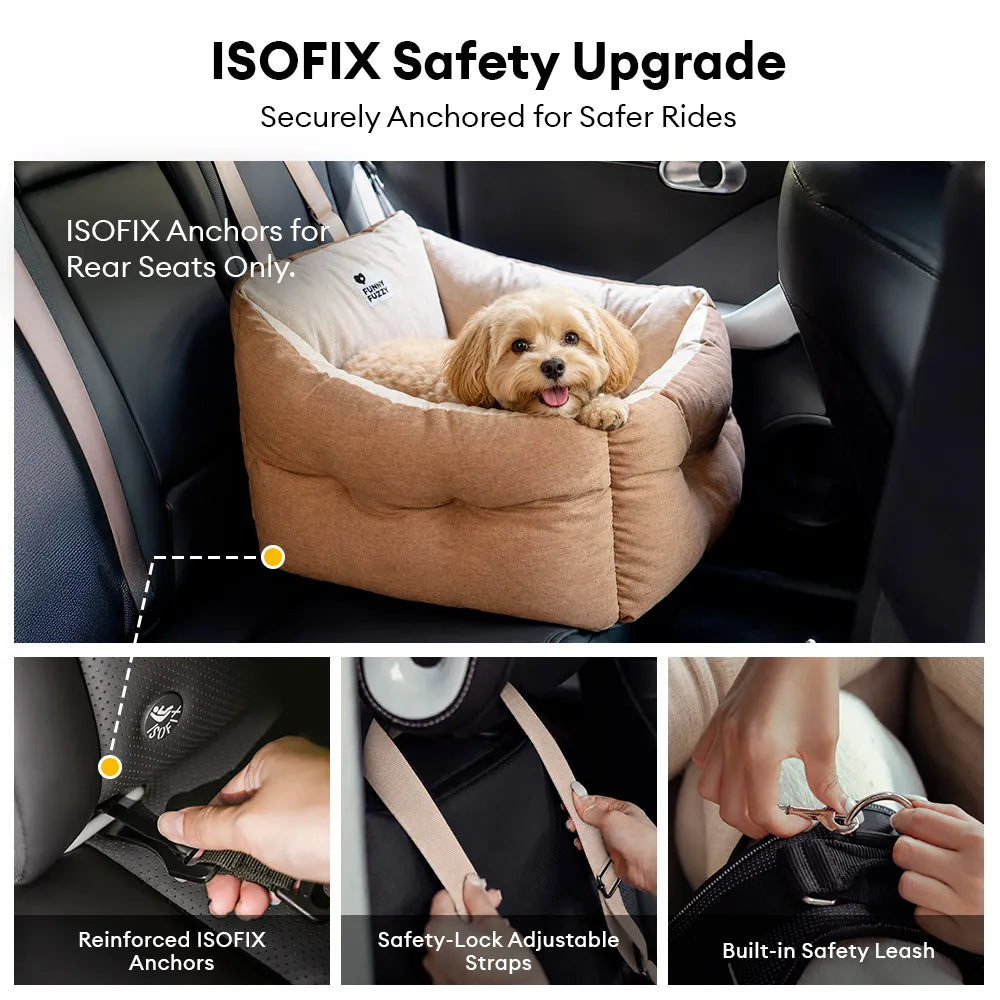 Waterproof ISOFIX Elevated & Thickened Dog Car Seat Bed with ISOFIX System