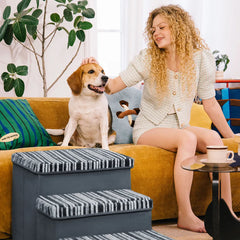 Foldable Dog Stairs with Storage and Condo Dog Steps - Funnyfuzzy SnugNest