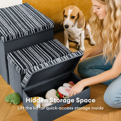 Foldable Dog Stairs with Storage and Condo Dog Steps - Funnyfuzzy SnugNest