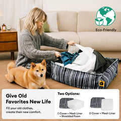 Sustainable Storage Pouf Ottoman & Boucle Dog Bed - Funnyfuzzy SnugNest