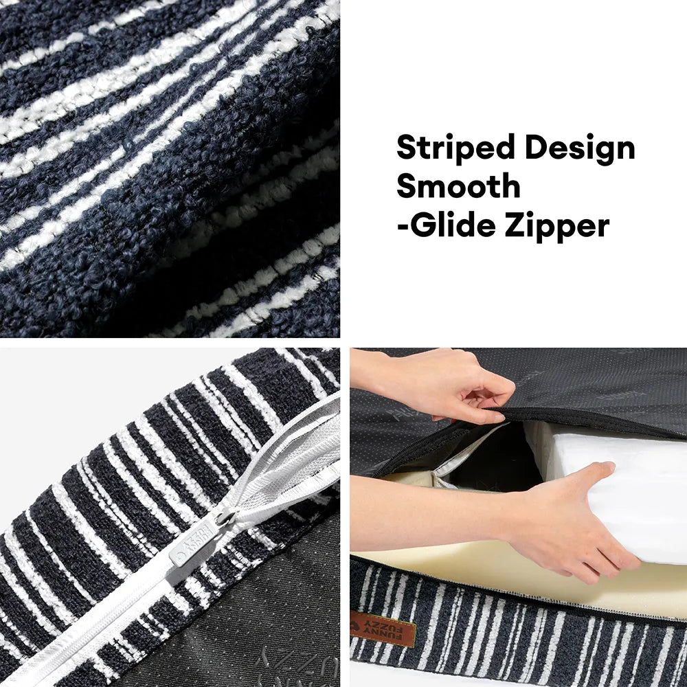 SnugNest Textured Stripe Orthopedic Dog Bed for Crate