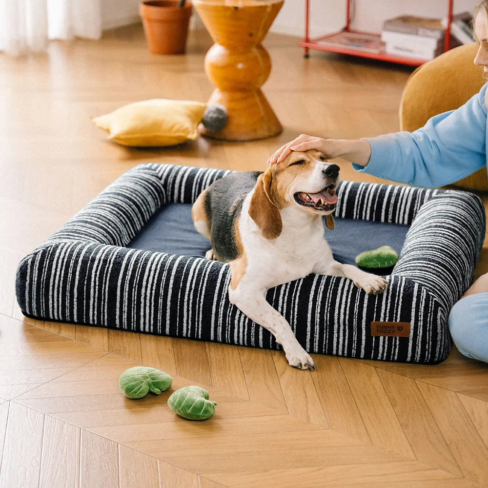 SnugNest Textured Stripe Orthopedic Dog Bed for Crate