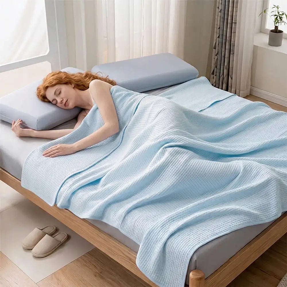 Waffle Ice Silk Cooling Double Sided Cold Effect Summer Blanket