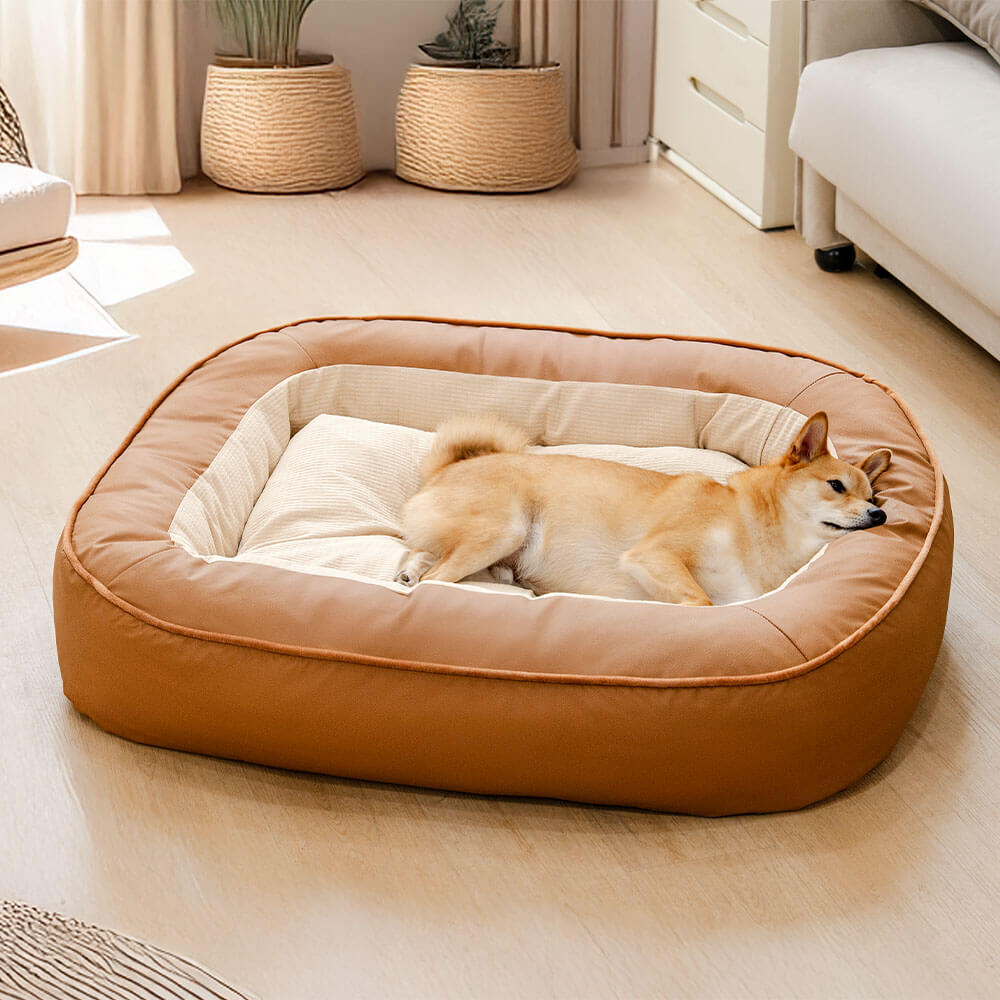 Waterproof Non-stick PU Leather Scratch-resistant Full Support Garden Outdoor Dog Bed
