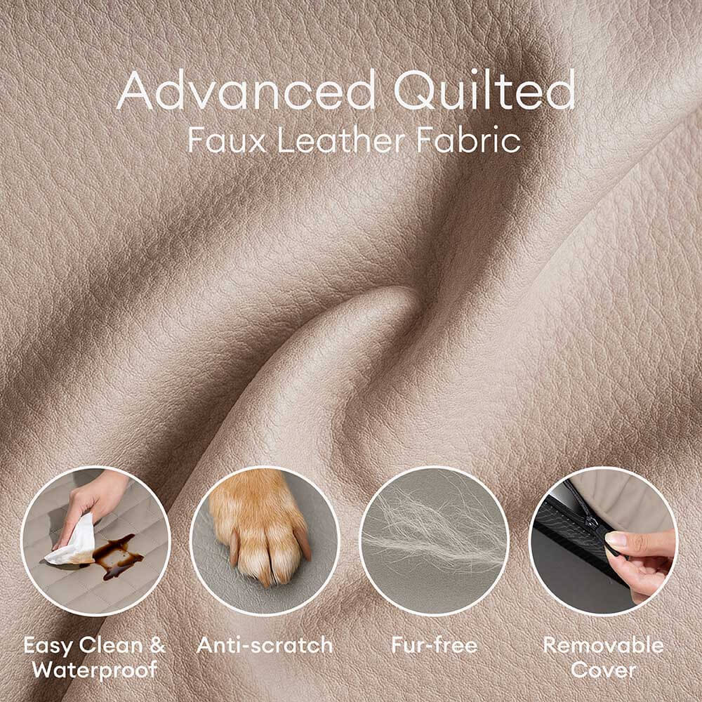 Luxe Faux Leather Foldable Orthopedic Outdoor Large Dog Bed