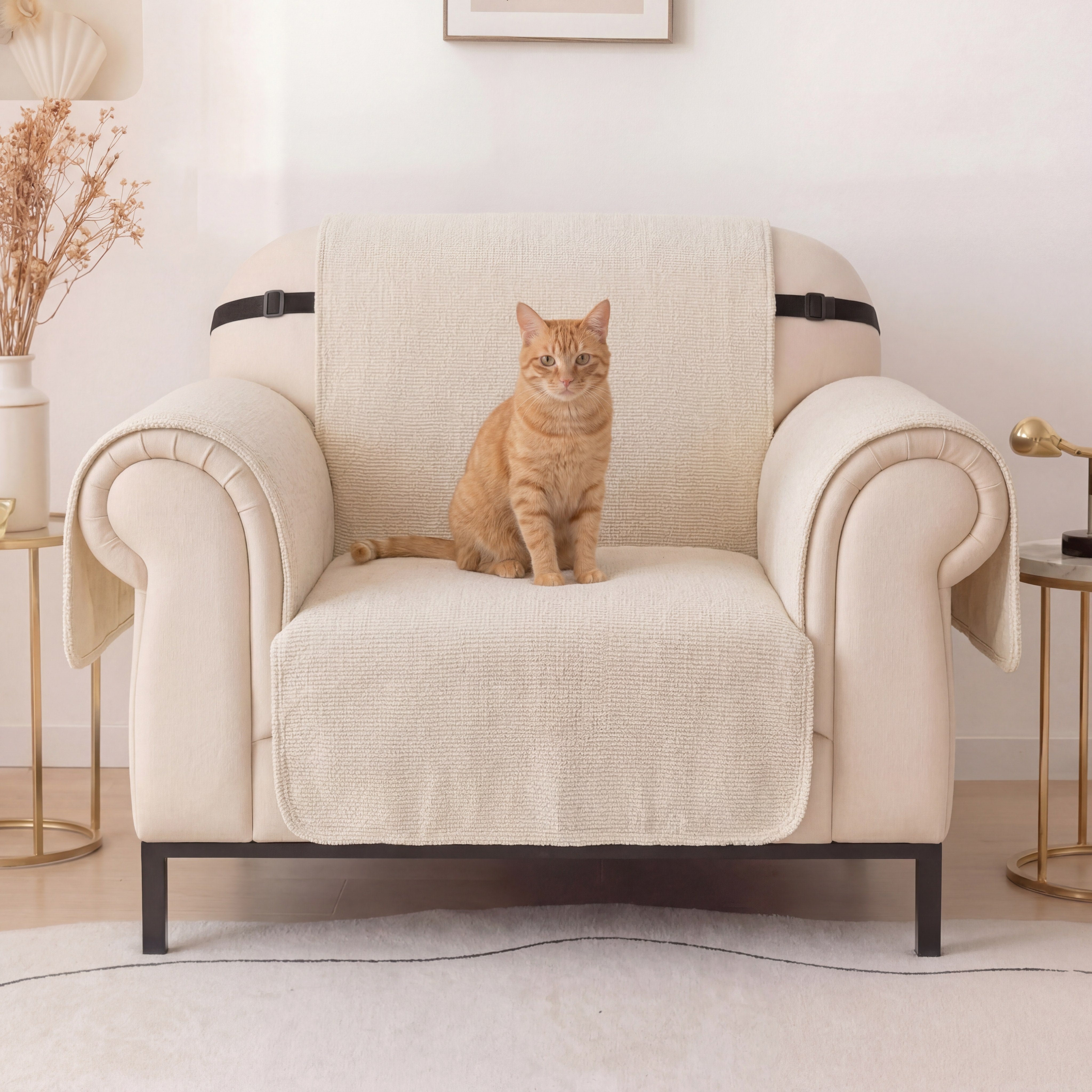 One-Piece Chenille Scratch-Resistant Sofa Covers Durable Water-Repellent Non-Slip Recliner Armchair Covers