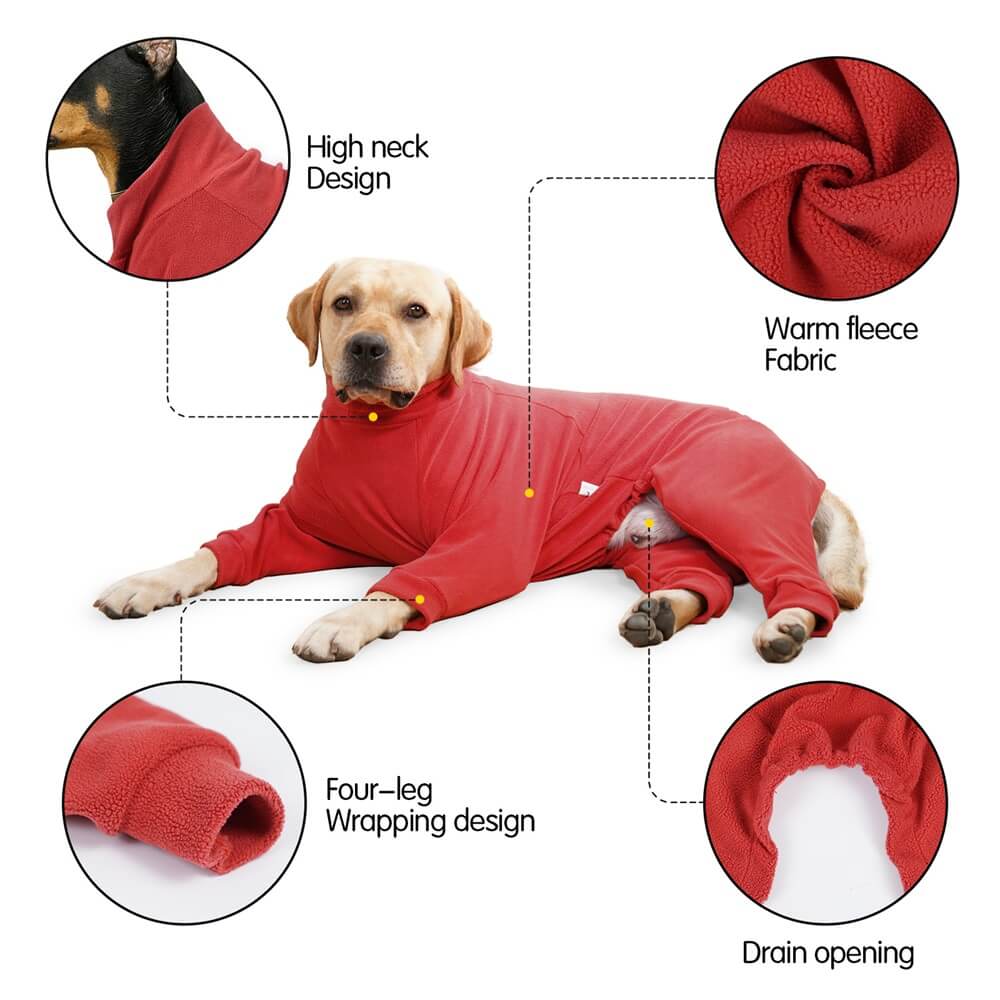 Cosy Fleece Dog Jumper Pyjamas - Dog Sleepwear for Large Dogs
