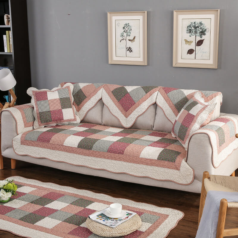 Cotton Quilted Washable Non-Slip Sofa Cover