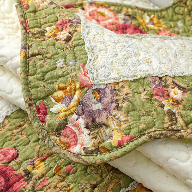Vintage Flower Plaid Cotton Sofa Cover