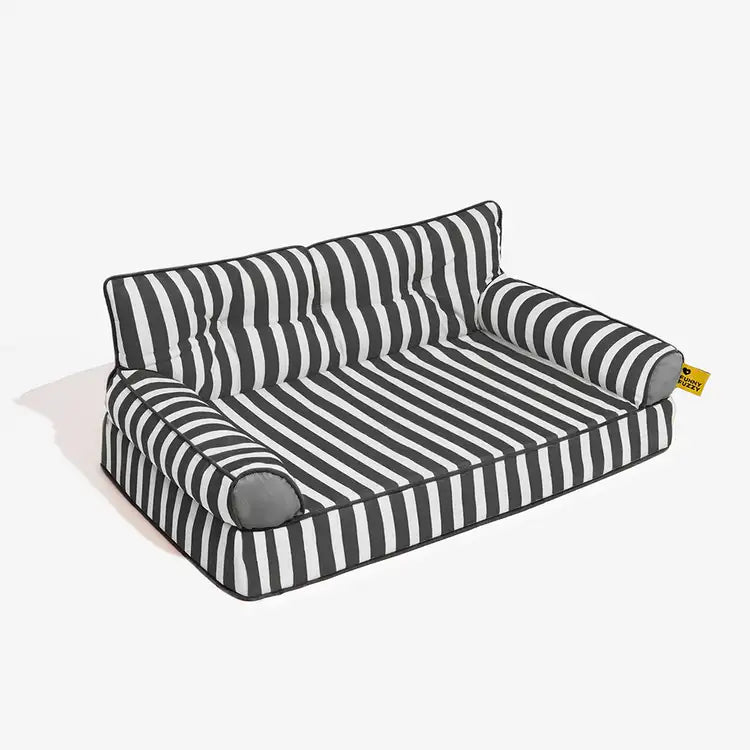 Stripe Waterproof Foldable Large Dog Sofa Bed for Crate