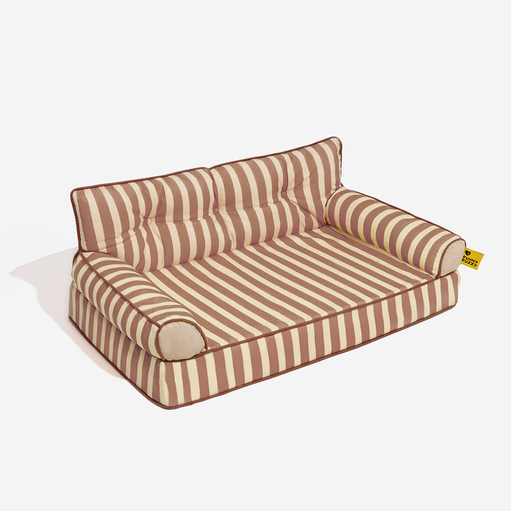 Stripe Waterproof Foldable Large Dog Sofa Bed for Crate