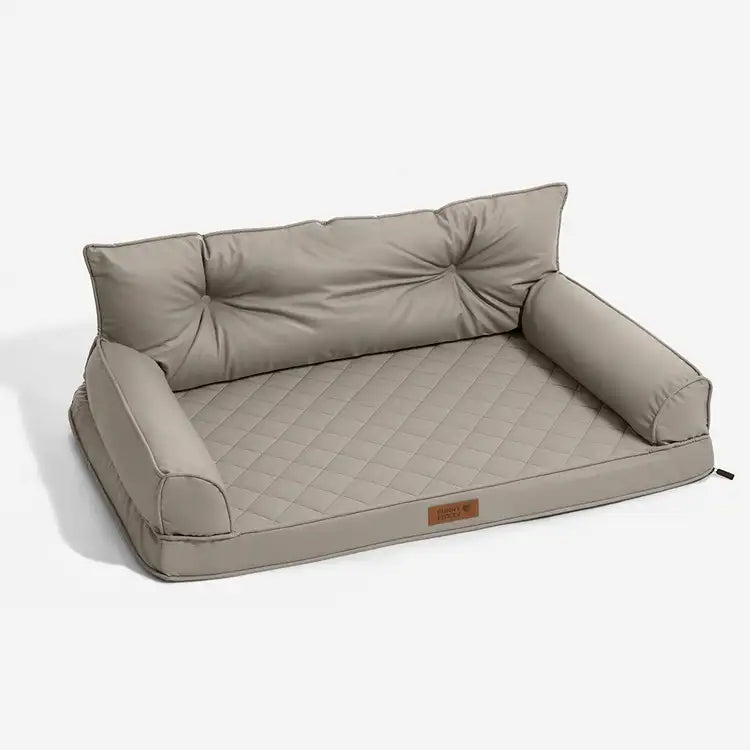 Luxe Faux Leather Foldable Orthopedic Outdoor Large Dog Bed