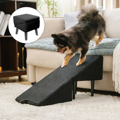 2-in-1 Convertible Wooden Home Step Stool Dog Ramp Stairs - Pet-Friendly Bedroom